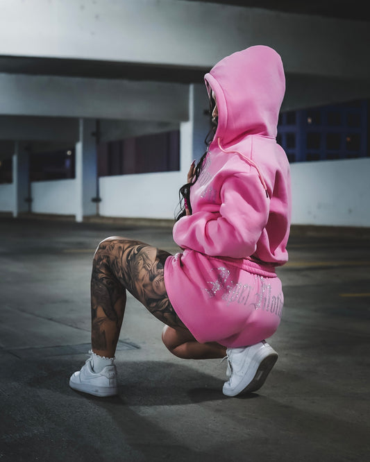 PINK RHINESTONE SHORTS