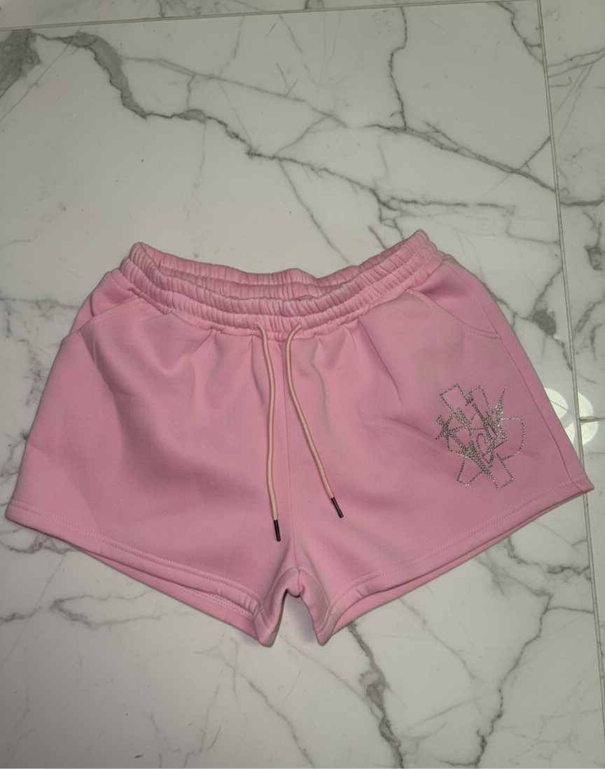 PINK RHINESTONE SHORTS
