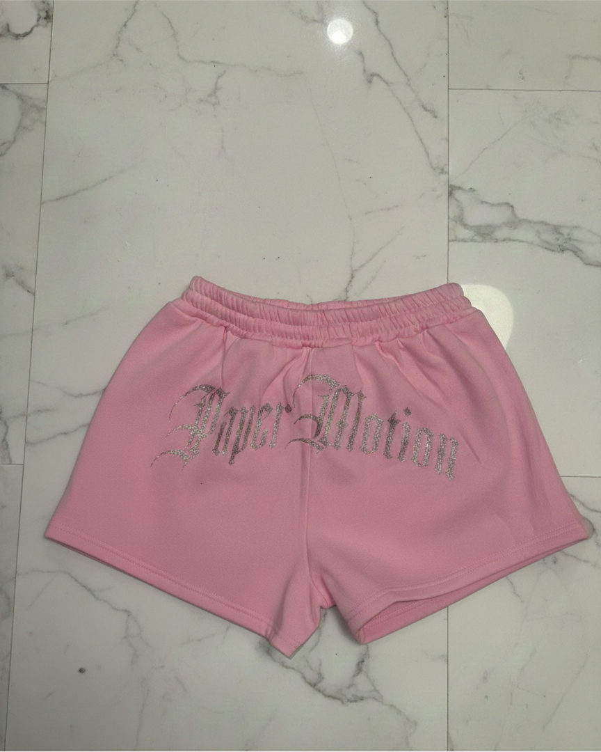 PINK RHINESTONE SHORTS
