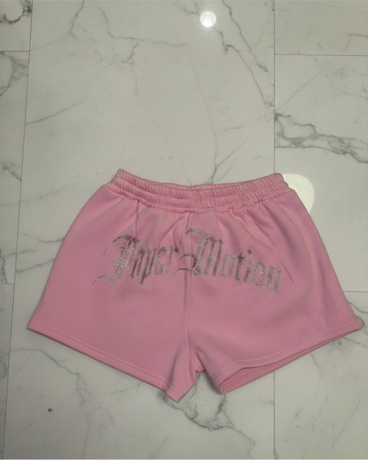 PINK RHINESTONE SHORTS